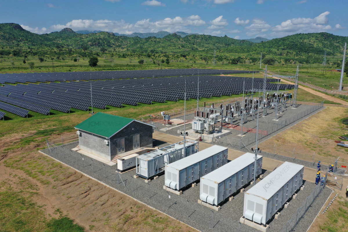 Solar panel and facilities seen from above