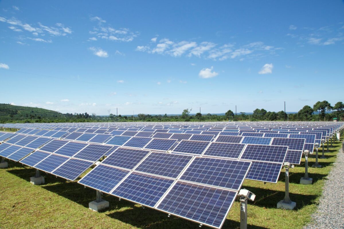 Solar panels on field