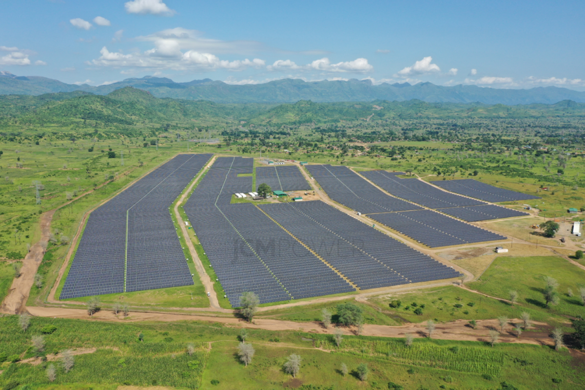 Solar panels on field