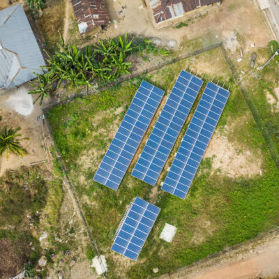 Aerial view of solar panels